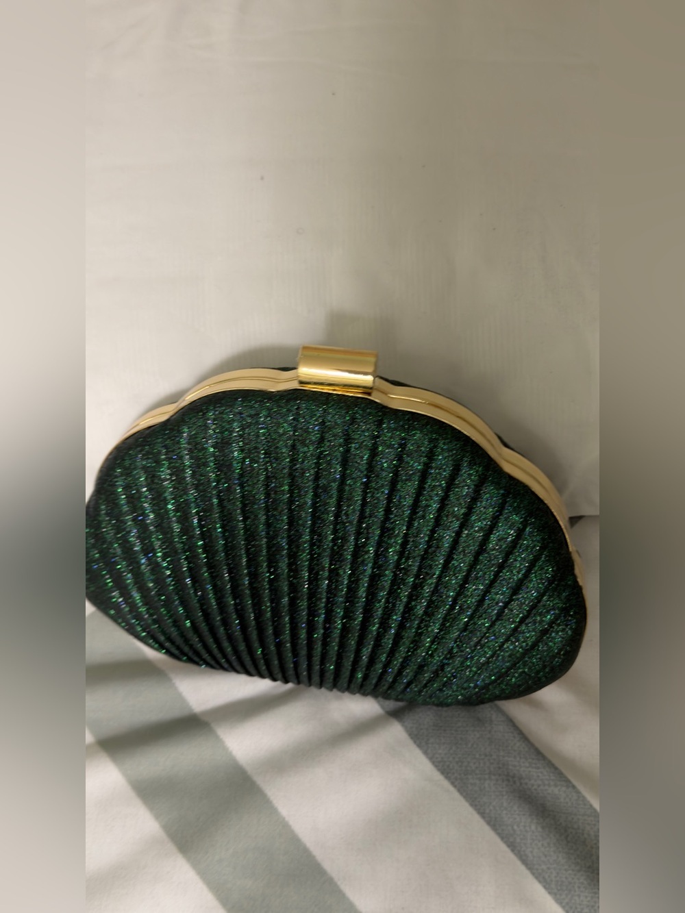 Teal Shimmer Shell Clutch - Picture 4 of 6
